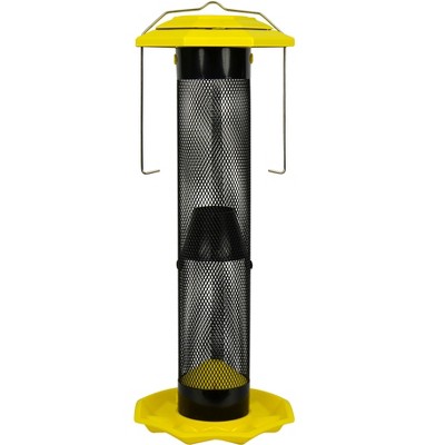 Nature's Way Yellow / Black Funnel Flip Mesh Finch Thistle Bird Feeder - 1.5 Quart