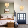 CityFurn 13" 3-Light Modern Gold Round Chandeliers 2 Tiers Alabaster Pendant Light - 4 of 4