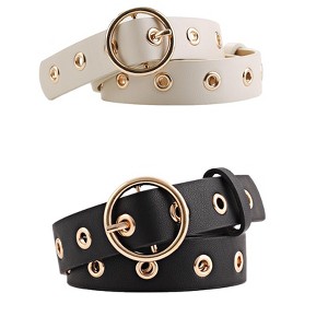 INSPIRE CHIC Womens Grommet Belt Faux Leather Single Pin Buckle Punk Belts for Jeans Pants - 1 of 4