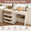 4-in-1 Folding Sewing Table with Lockable Wheels – Multi-Functional Craft Station, End Table - 4 of 4