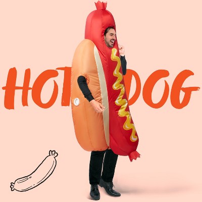 Joufy Full-Body Hot Dog Inflatable Costume for Halloween Costume Adult, Deluxe Food Themed Halloween Costume
