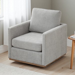 30.7" Chenille Square Swivel Chair with Removable Cushion - 1 of 4