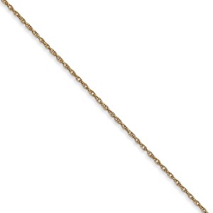 Black Bow Jewelry 0.6mm, 14k Yellow Gold, Cable Rope Chain Necklace - 1 of 4