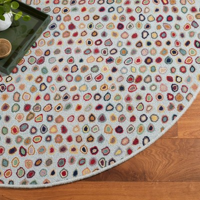 Indigo Geometric Handmade Wool 4'x6' Easy-Care Rug
