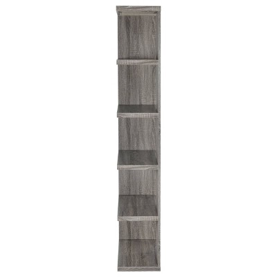 Transitional Weathered Gray 5-Tier Wood Bookcase