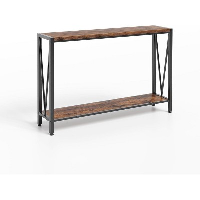Industrial Console Table, 2 Shelf Entryway Table with Storage, Narrow Sofa Table with V Design, 43" Console Table for Entryway