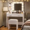 Vanity Desk with Mirror and Lights, Makeup Vanity with Power Outlet & Cushioned Stool - 3 of 4