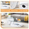 Oval Coffee Table with Double Layer Design, Glass Cocktail Table Accent Table Sofa Side Table Center Table, Marble / Wood Grain - ModernLuxe - 3 of 4