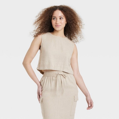 Linen Tank Top - Beige - Ladies