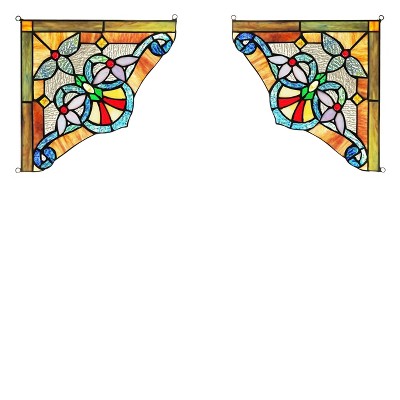 Anelisa Victorian Tiffany-Glass Abstract Window Panel with Copper Foil