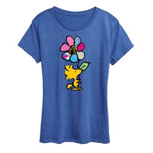 Women's - Peanuts - Woodstock With Flower And Pattern Short Sleeve Graphic T-Shirt - 1 of 4