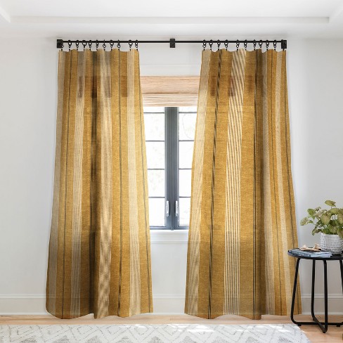 Little Arrow Design Co Ivy Stripes Mustard Single Panel Sheer Window ...