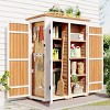 Coolbibila-Wood Storage Shed, Garden Tool Cabinet With Waterproof Roof, Garden Workstation With Four Lockable Doors And Multiple-Tier Shelves - 2 of 4