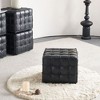 CAVINAS 17.32" W Genuine Leather Biscuit-Tufted Ottoman, Square Ottoman, Ottoman Foot Rest, Bedroom End Bench, Footstool with Solid Wood Frame - 2 of 4