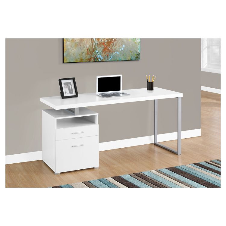 Computer Desk Silver Metal White - EveryRoom: Modern Home Office ...