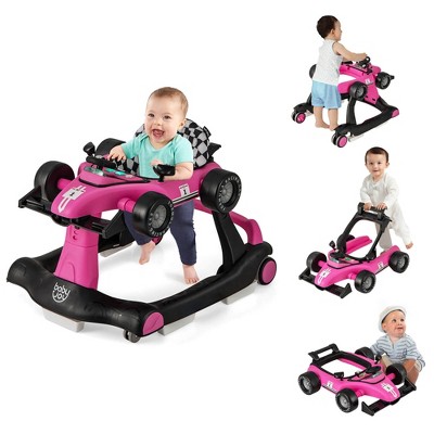 Image of Costway 4-in-1 Baby Walker Foldable Activity Walker with Adjustable Height & Speed Deep 6-18 Months Pink