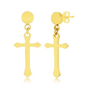 Metallo Stainless Steel Polished Cross Earrings - Black Plated - Available Colors: Black, Silver, Gold - 1 of 2