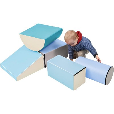 5 Piece Climb and Crawl Activity PlaySet, Soft Play Climbing for Toddlers, Soft Foam Building Blocks With Slide Ramp, Indoor Play Gym Equipment