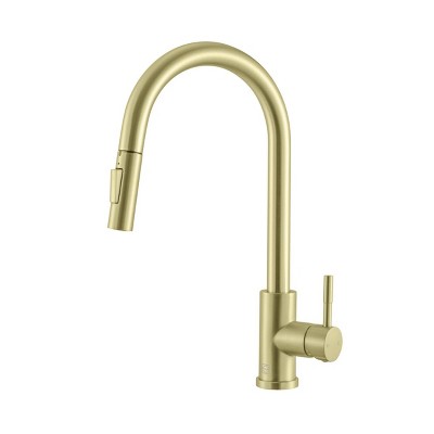 Elegant Lighting Jack Single Handle Pull Down Sprayer Kitchen Faucet in Brushed Gold