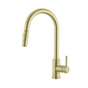 Elegant Lighting Jack Single Handle Pull Down Sprayer Kitchen Faucet in Brushed Gold - 1 of 4