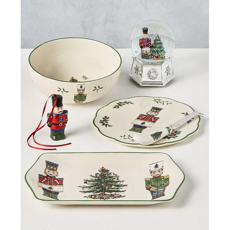 Spode Christmas Tree Nutcracker Cheese Plate With Knife - Plate: 9 in/Knife: 8.75 in, 3 of 4