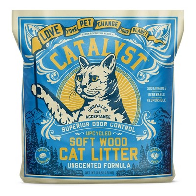 Catalyst Upcycled Natural Soft Wood Cat Litter Odor Control Deodorizing Clumping Dust Free Unscented Formula, 10 Pounds