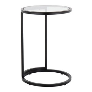 NicBex Round End Table with Clear Glass Table Top Small Side Table in Black Metal for Indoor Outdoor - 1 of 4
