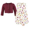 Hudson Baby Infant and Toddler Girls Cotton Dress and Cardigan Set, Autumn Floral - 3 of 4