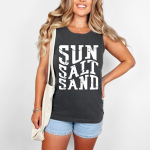 Sun Salt Sand Wavy - Womens Garment Dyed Tank - 1 of 2