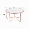 34" Round Coffee Table with Frosted Glass Top and Metal Base, Modern Occasional Table for Living Room - 3 of 4