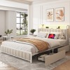 NicBex Full/Queen Upholstered Bed Frame with 4 Drawers,Platform Bed Frame with Storage Headboard,Charging Station,No Box Spring Needed,Noise Free - 2 of 4