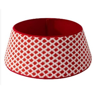 33 Inch Christmas Tree Collar Holiday Party Decoration, Diamond-Grid Design Plush Christmas Tree Skirt with 2 Matching Clips - 1 of 2