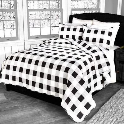 The Lakeside Collection Buffalo Check Quilt Sets - Black/White King 2 Pieces