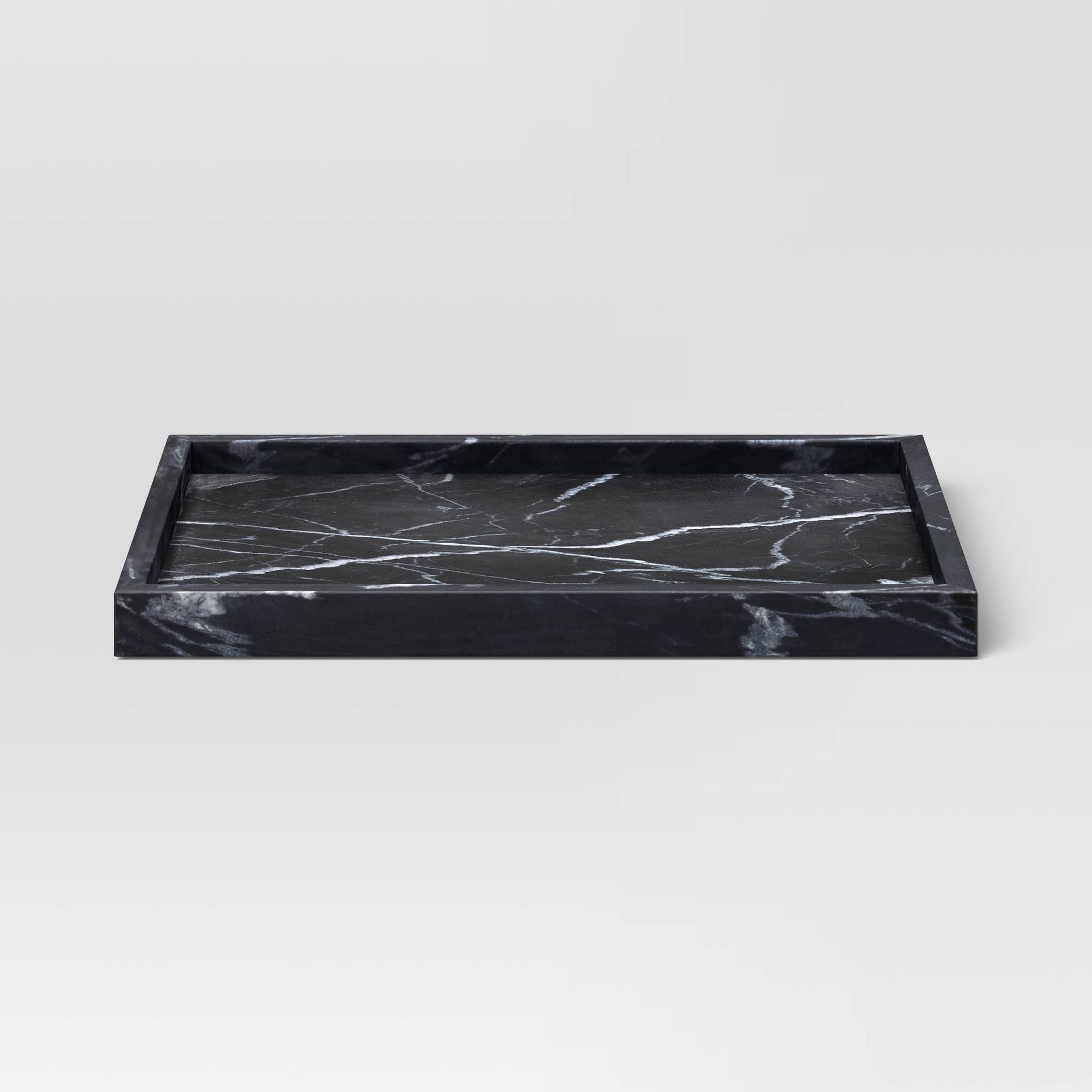 Marble Rectangle Tray Black - Threshold™: Elegant Home Decor, Raised Sides, Tabletop Display