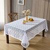 HLC.ME Isabella Floral Patterned Scalloped Tablecloth, Wrinkle Resistant, Lace Fabric Table Cloth for Rectangular Tables - 4 of 4