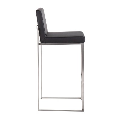 Adjustable Gold Steel and White Faux Leather Bar Stool