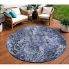 Navy Blue And Gray Abstract Washable Indoor Outdoor Area Rug - 2 of 4