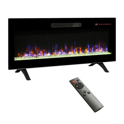 42" Insert Ultra-Thin Tempered Glass Front Wall Mount Electric Fireplace With Remote Control And Multi-Color Flames, Led Light Heater（not have a power
