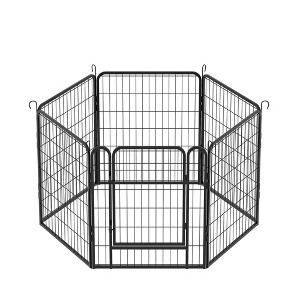 SEVOBAL Pet Doors, Gates and Pens 6-Panel Heavy Duty Metal Playpen with Secure Latches for Outdoor Portable Dog Fence, Black, 54.5"*54.5"*31.7" - 1 of 4