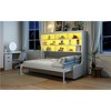 Queen Size Murphy Bed with Folding Sofa, Built-in Storage Shelves and LED Light - 4 of 4