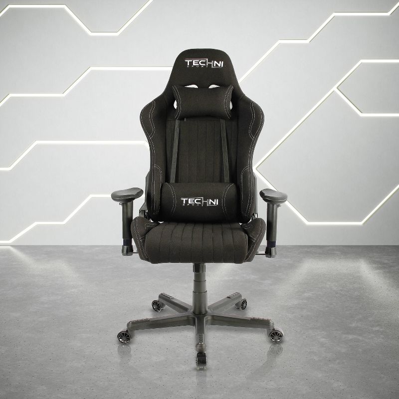 Fabric Ergonomic High Back Racer Style Video Gaming Chair Black - Techni Sport, 6 of 11