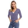 Clearlove Women's Cropped Bolero Cardigan – 3/4 Sleeve V-Neck Basic Classic Casual Button Down Knit Soft Sweater Top - 2 of 4