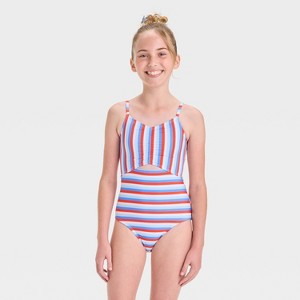 Girls' Malibu Stripe One Piece Swimsuit - Cat & Jack™ - 1 of 3