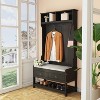Famapy Wood 3-in-1 Hall Tree with 4-Metal Hooks Storage Bench - 2 of 4