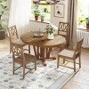 5 PCS Space-Saving Design Dining Set, 1 Round MDF Dining Table and 4 Chairs, Rubber Wood Frame Chairs with Polyester Cushion-Baofuwish - 2 of 4