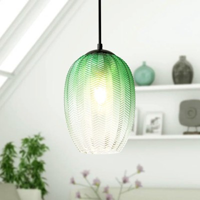 Rennnsan Quivane 7"W 1-Light Buded Textured Glass Modern Dimmable Pendant