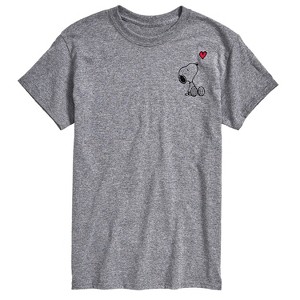 Men's - Peanuts - Snoopy with Red Heart Short Sleeve Graphic T-Shirt - 1 of 4