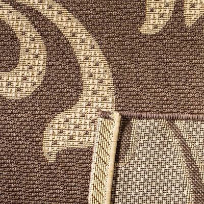 Light Chocolate and Cream Floral Synthetic Area Rug
