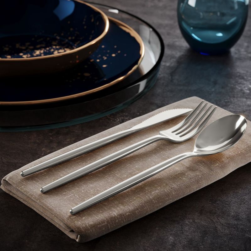 Exquisite Combo Pack Silver plastic disposable silverware set- Includes Silverware plastic - Plastic Cutlery Set, 3 of 8