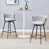 25" Swivel Counter Stools Set of 2 with Cotton Linen Cushions and Metal Frame for Kitchen Island-3irtyhousy - 2 of 4